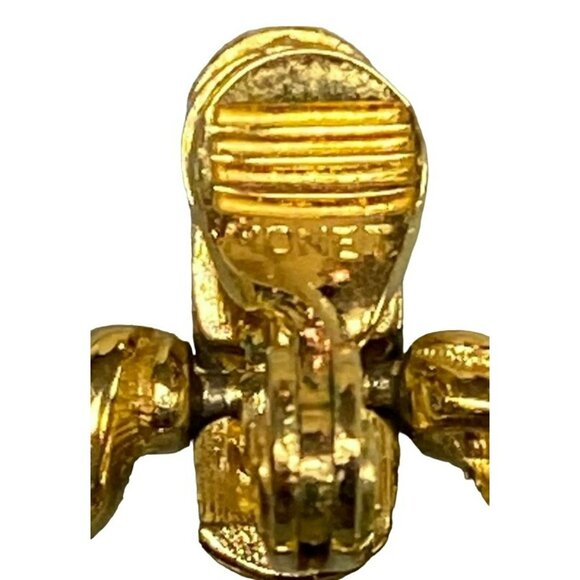 Vintage Monet Gold-Tone Twisted Rope Clip-On Hoop Earrings - Picture 5 of 6